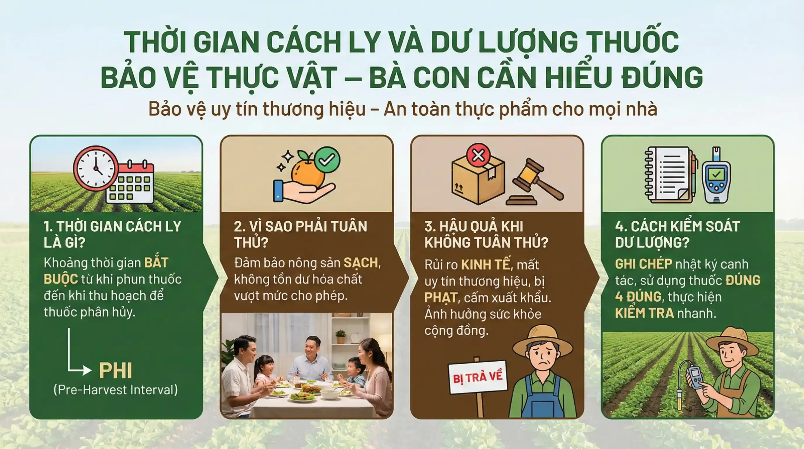 Thời gian cách ly và dư lượng thuốc bảo vệ thực vật – bà con cần hiểu đúng