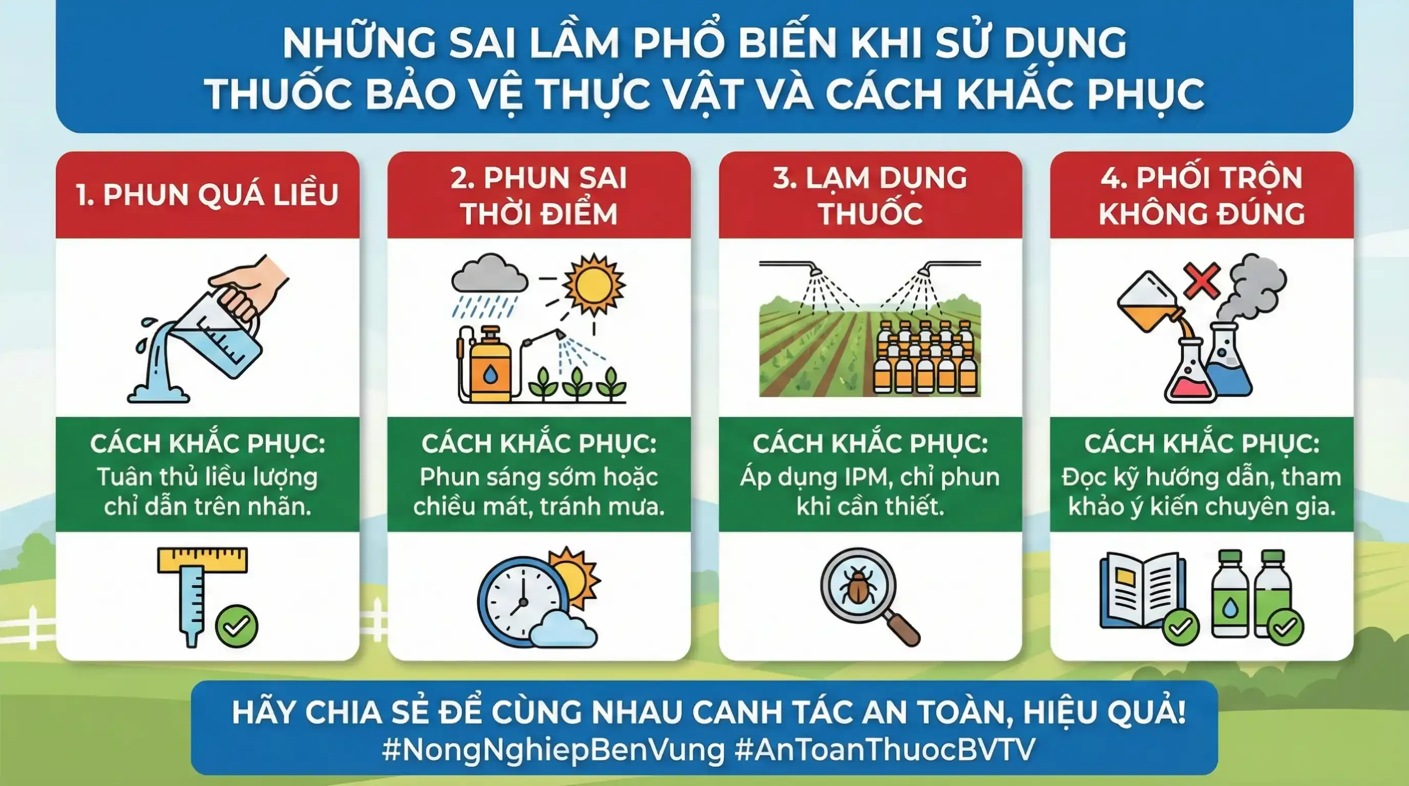Những sai lầm phổ biến khi sử dụng thuốc bảo vệ thực vật và cách khắc phục