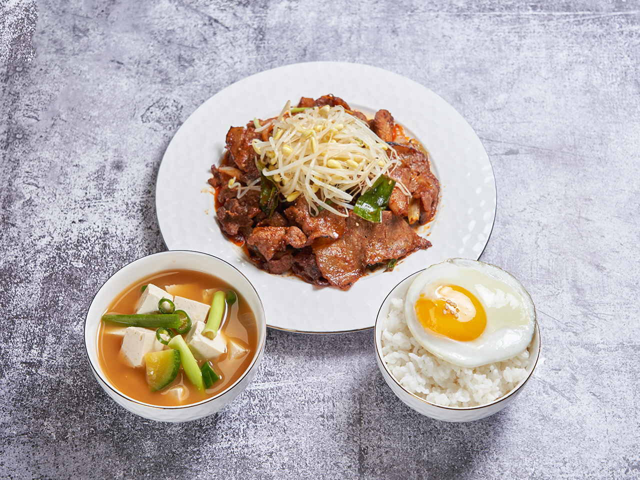 [건강하게]콩나물제육+미니찌개+후라이밥