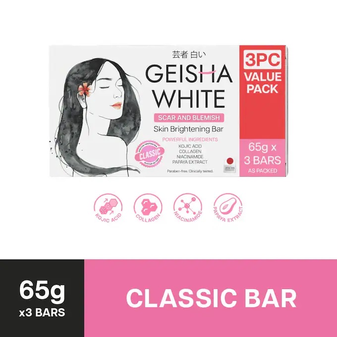 Geisha White Classic Skin Brightening Bar 65g x 3 bars