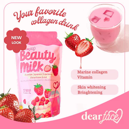 Dear Face Beauty Milk Premium Japanese Strawberry Drink 180g