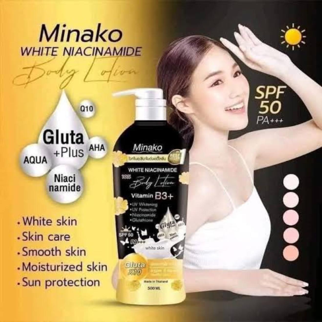 Minako Niacinamide Glutathione Plus Body Lotion.