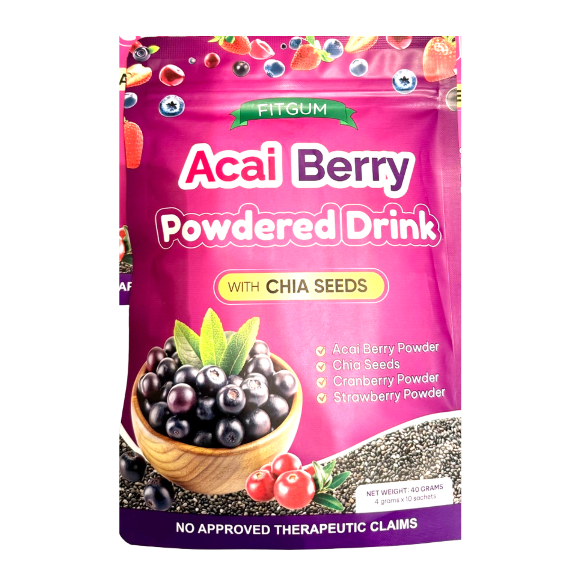 Fitgum Acai Berry Powdered Drink with Chia Seeds