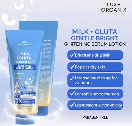 Luxe Organix, Milk + Gluta Gentle Bright Whitening Serum Lotion 350ml