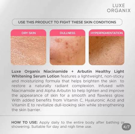 Luxe Organix, Niacinamide + Arbutin Whitening Serum Lotion 350ml