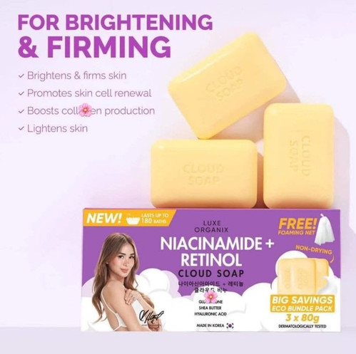 Luxe Organic, Niacinamide + Retinol Cloud Soap 3x80g Bundle