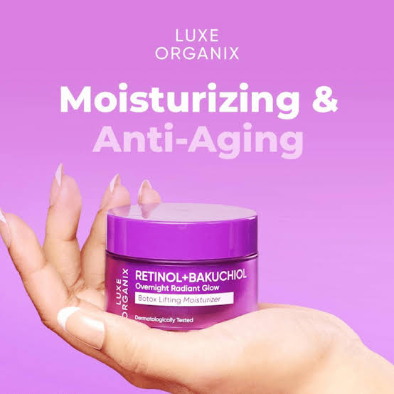 Luxe Organix, Retinol + Bakuchiol Overnight Radiant Glow Botox Lifting Moisturizer 50g
