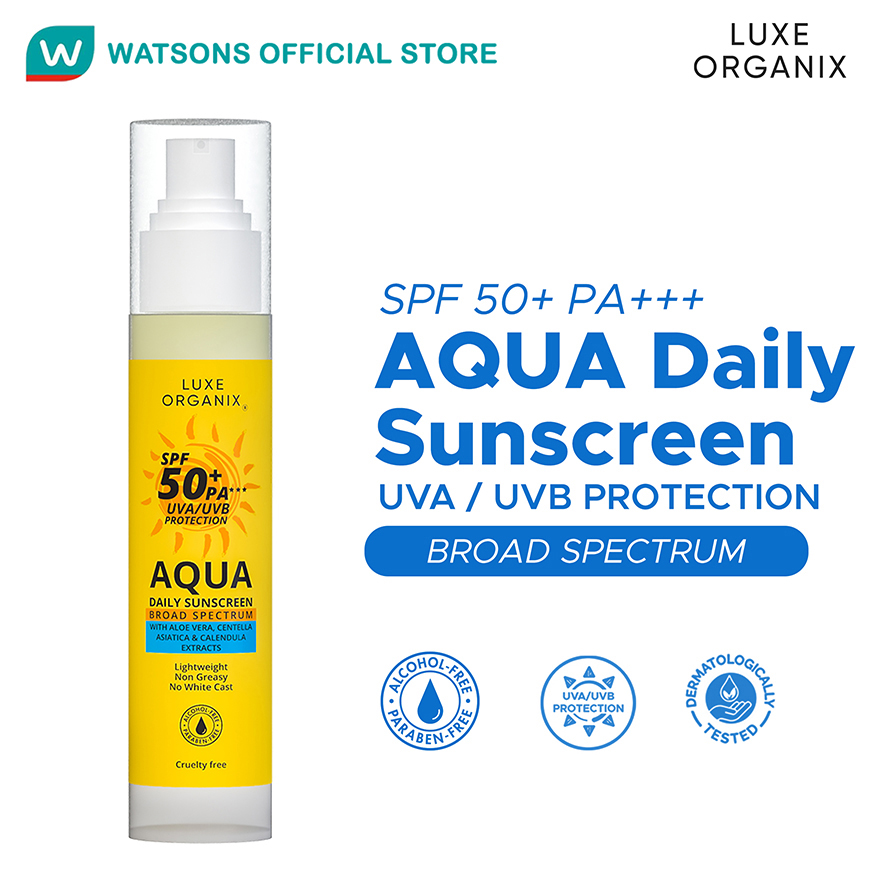 Luxe Organix, SPF 50+ PA*** UVA/UVB Protection Aqua Daily Sunscreen 50ml