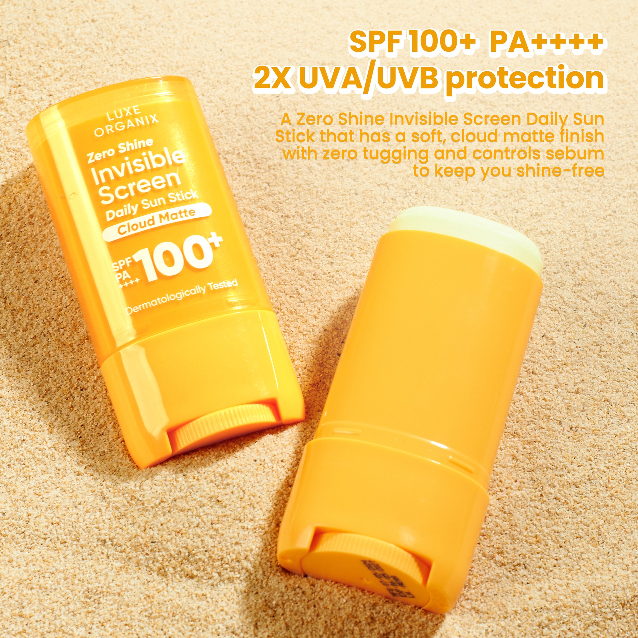 Luxe Organix, Zero Shine Invisible Screen Daily Sun Stick 17g