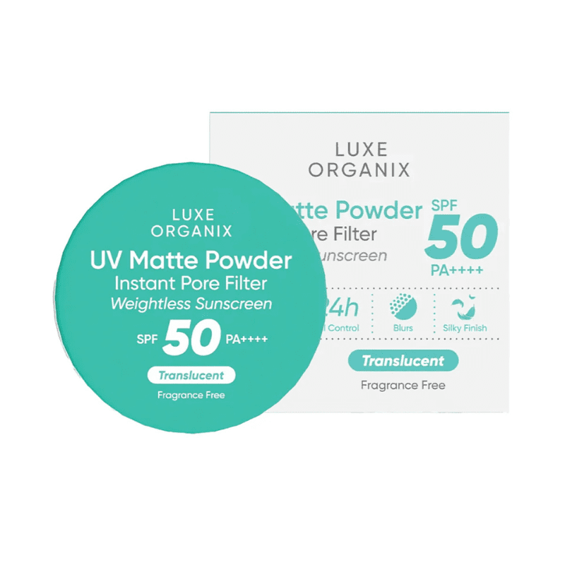 Luxe Organix, UV Matte Powder Instant Pore Filter Weightless Sunscreen SPF50 PA+15g Green