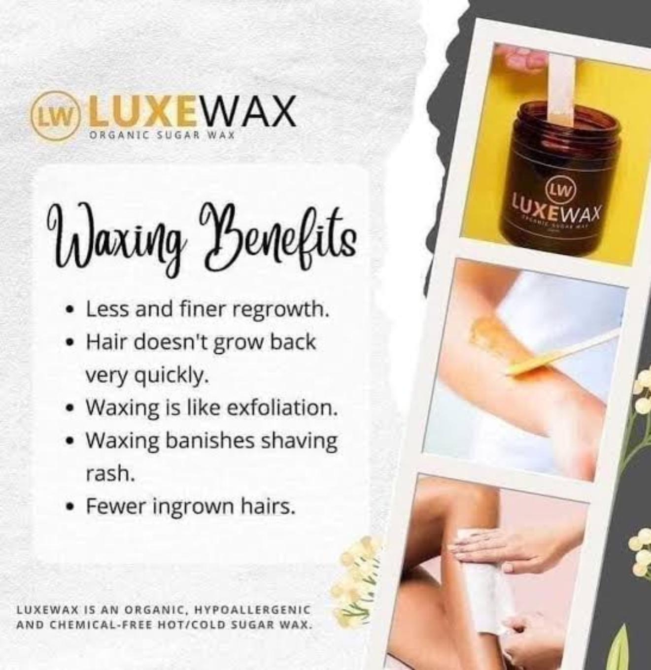 LuxeWax Organic Sugar Wax Jar 350g with Kit & Paper.