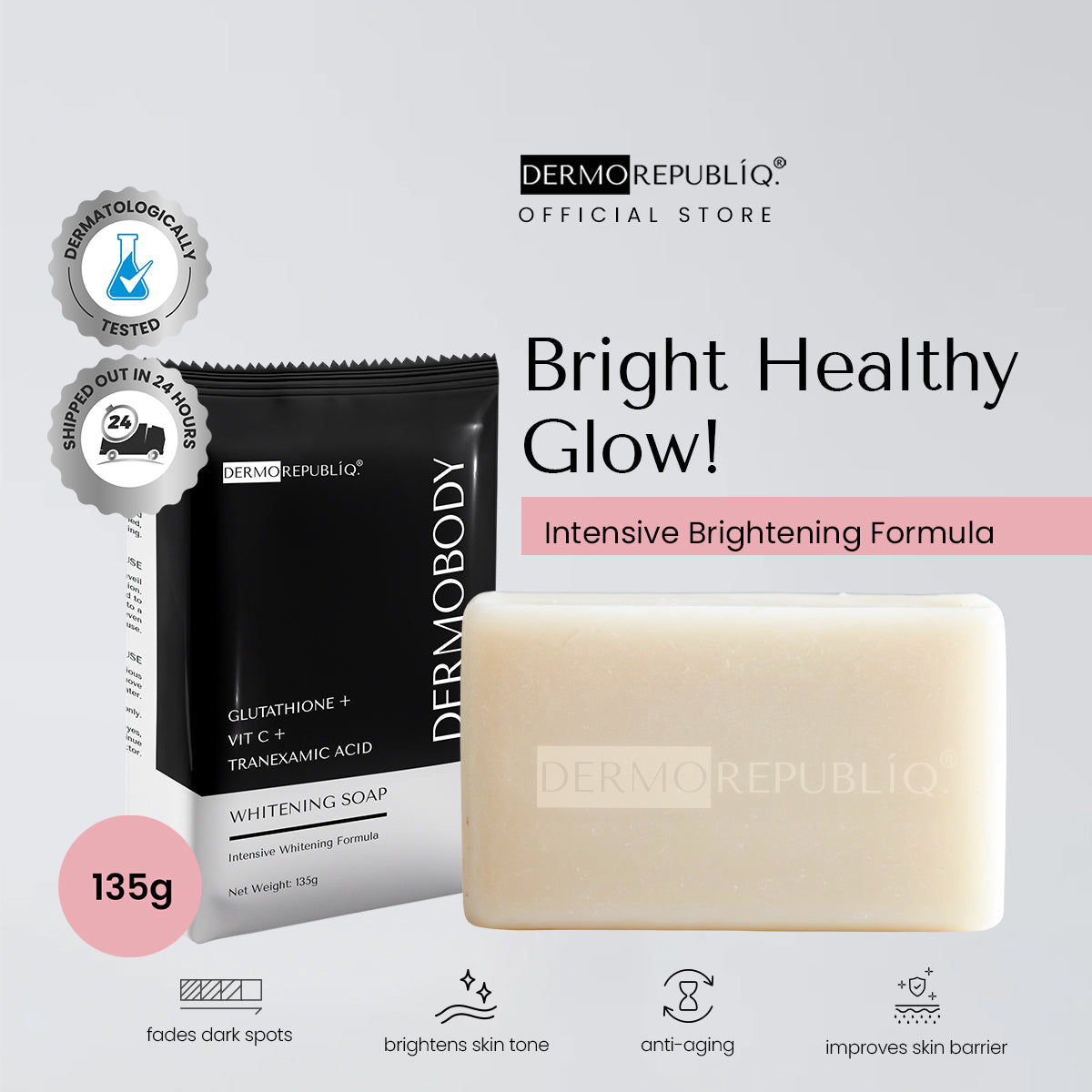 Dermorepubliq Glutathione + Vitamin C + Tranexamic Scid Whitening Soap
