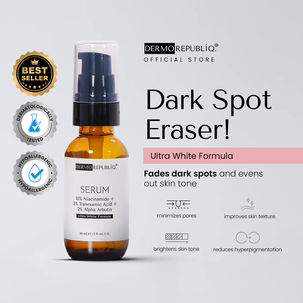 Dermorepubliq Serum 10%Niacinamide + 3% Tranexamic Acid + 2% Alpha Arbutin 30ML