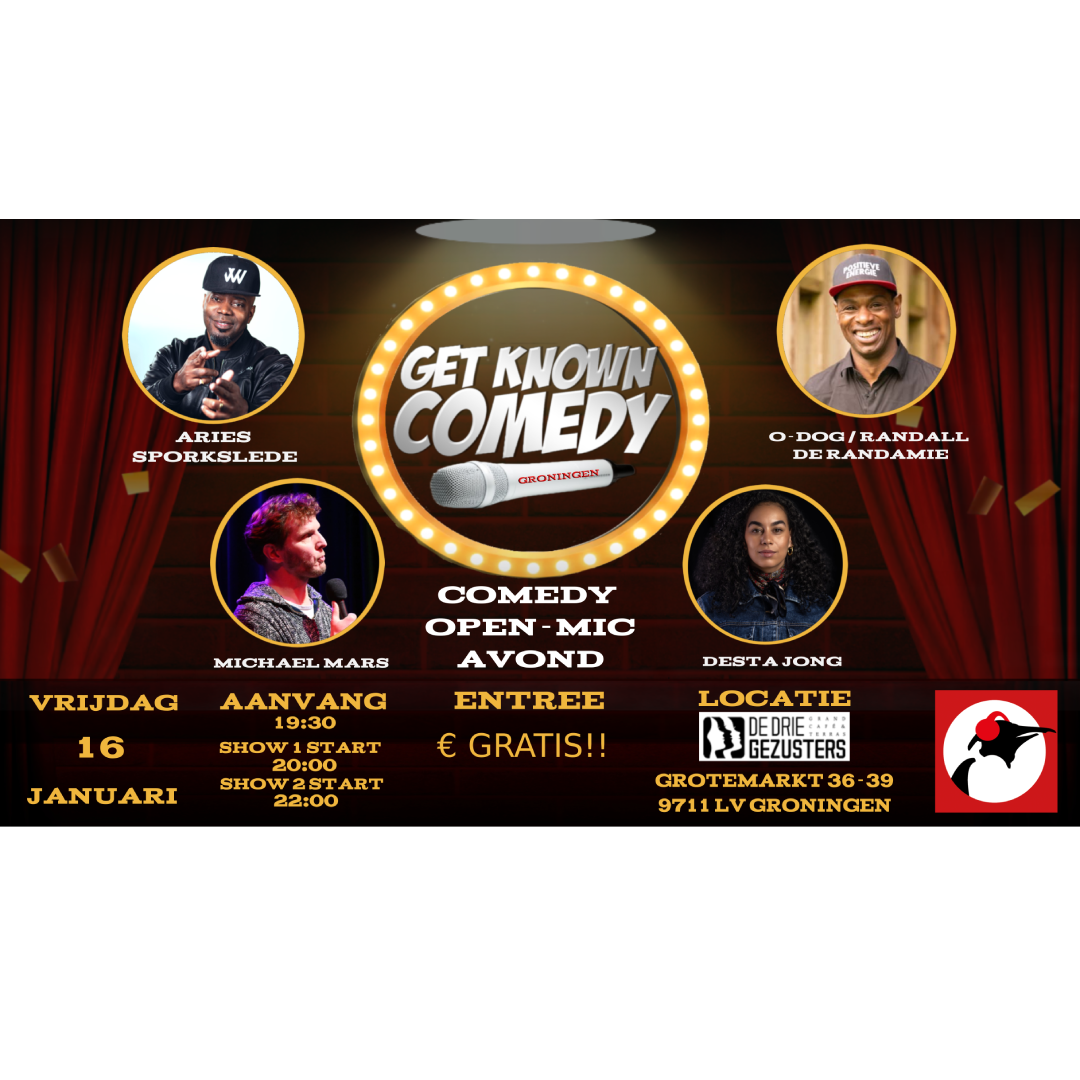 Get known comedy show + open mic comedy