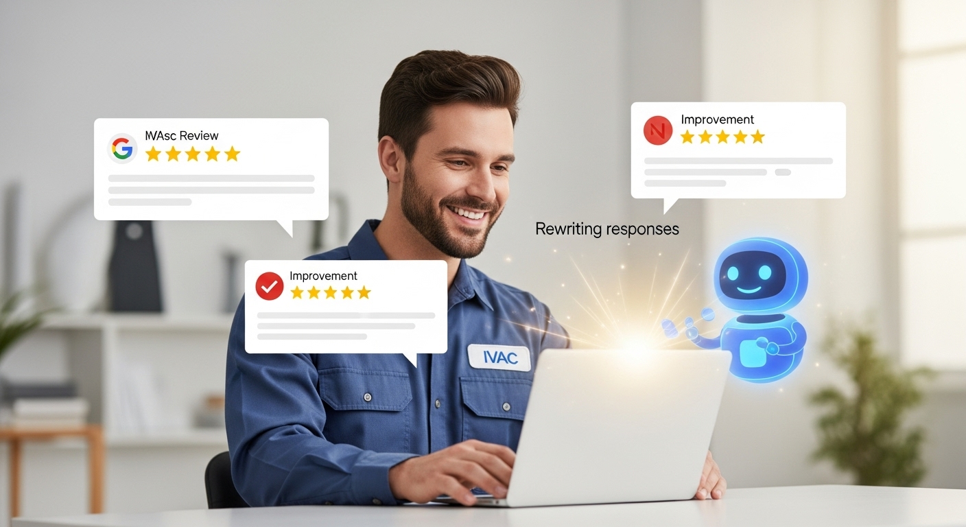 Screenshot of the AI review response assistant in action