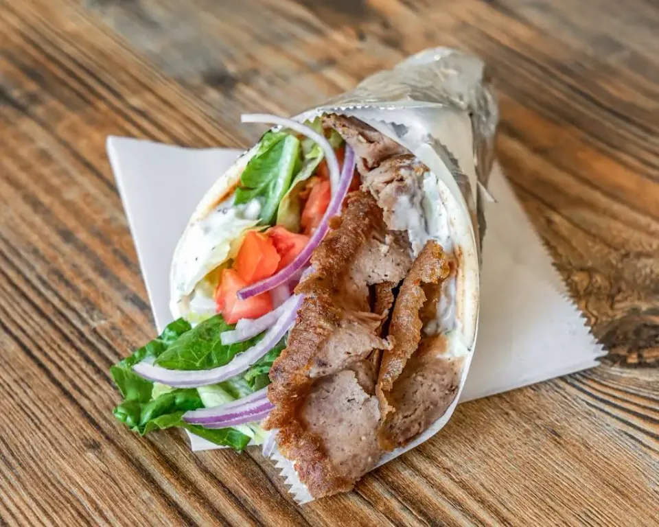 The 'OG' beef and lamb gyro in pita with lettuce, tomato, onion and tzatziki