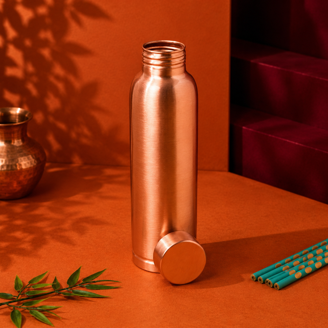Pure Copper Water Bottle Summer Bottle Good For Health Capacity 1000 ML