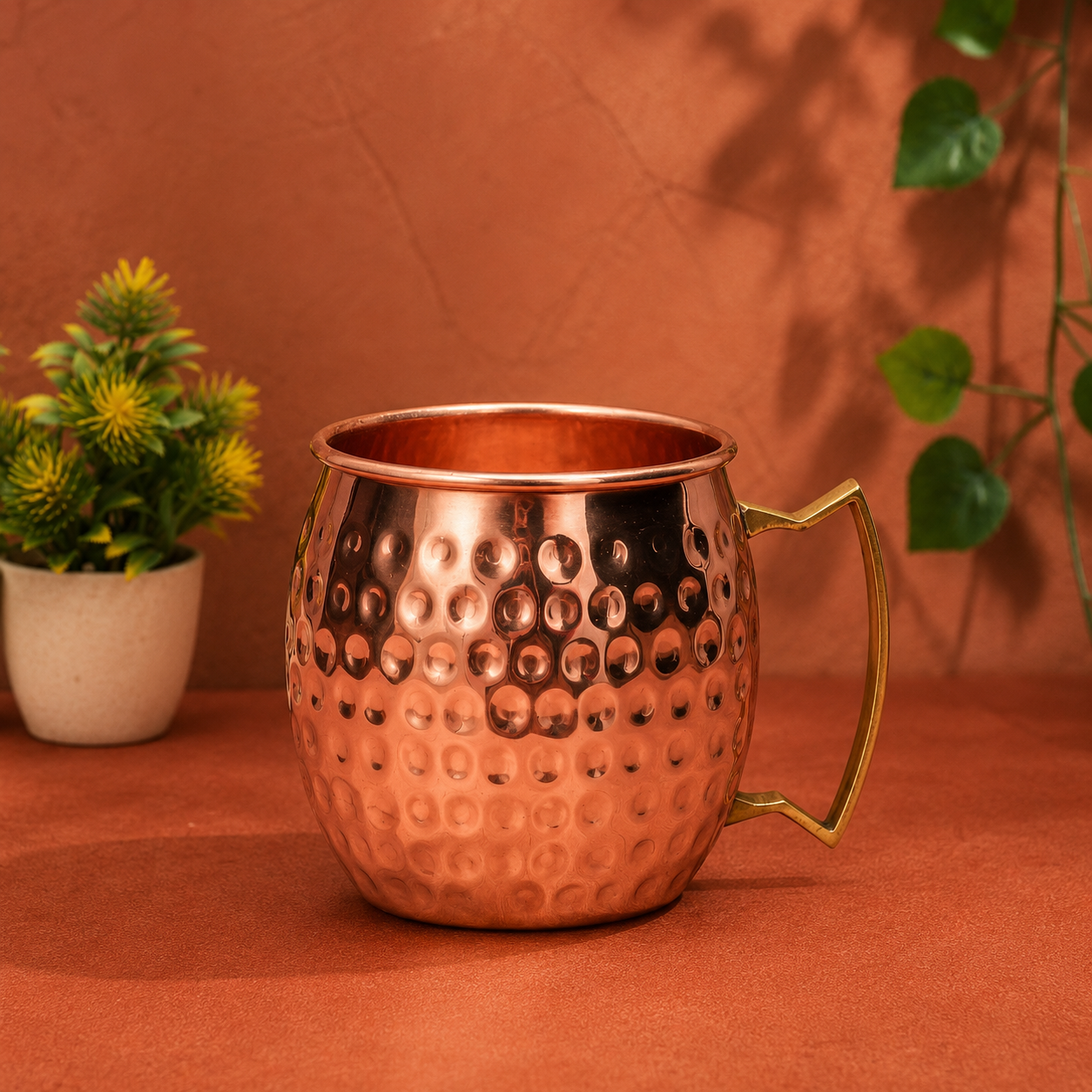 Pure Copper Hammered Moscow Mule Mug for Drinking Water, Beer,and Cocktails Capacity 500ML