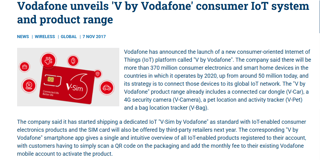 Official press release announcing the successful launch of the 'V for Vodafone' product range.