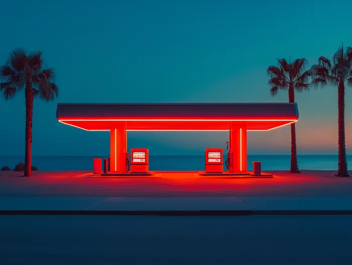Gas station at night