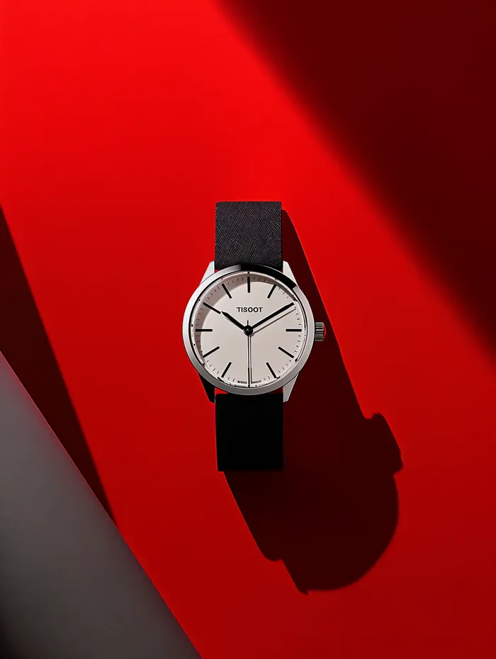 Wristwatch on a red background