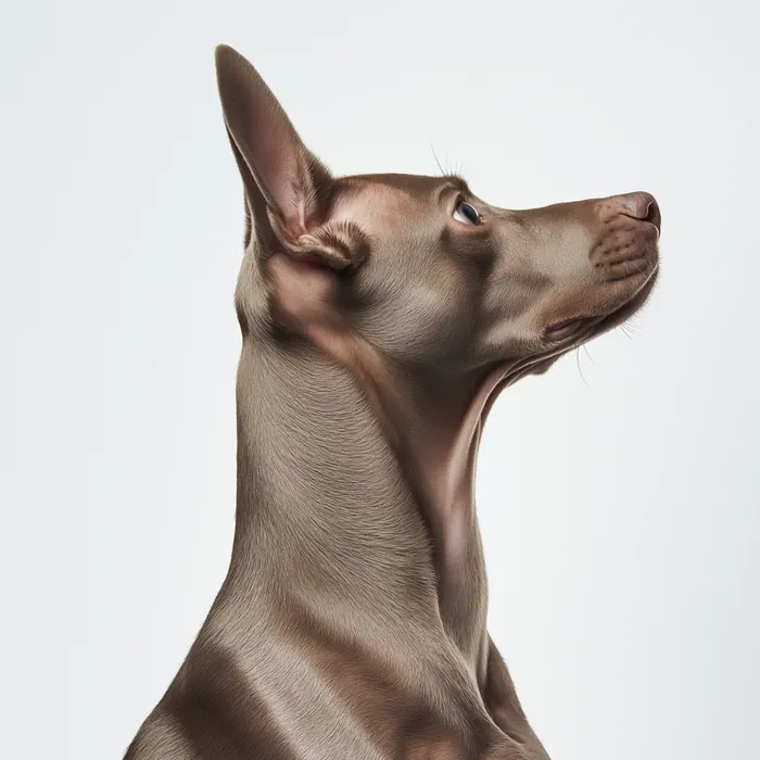 Close up of a dog with a white background