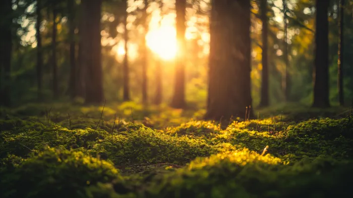 Forest floor covered in moss