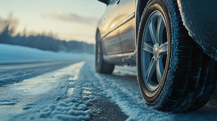 Tires on a snowy road