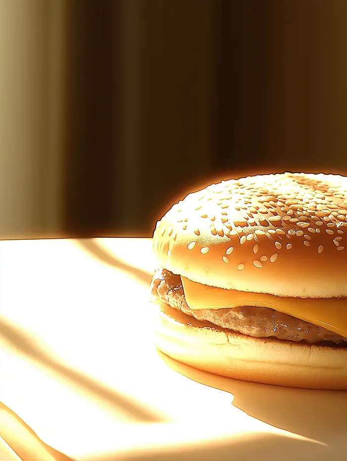 Classic cheeseburger on a cream plate