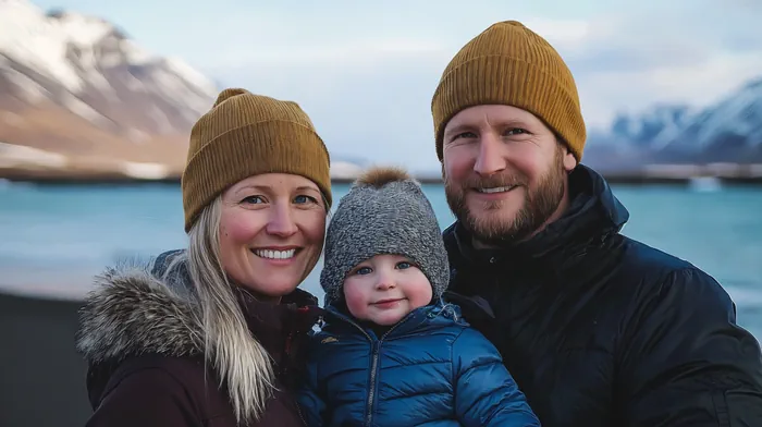 Portrait of a family of three