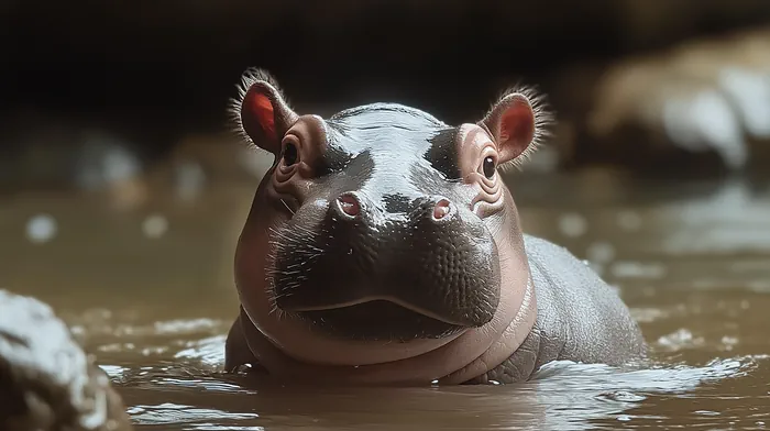Adorable baby hippo
