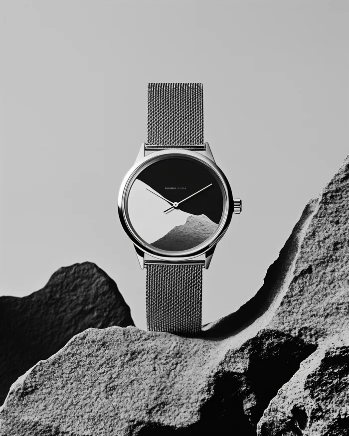 Black and white wristwatch