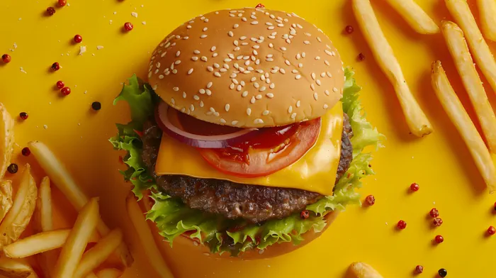 Cheeseburger with a sesame seed bun