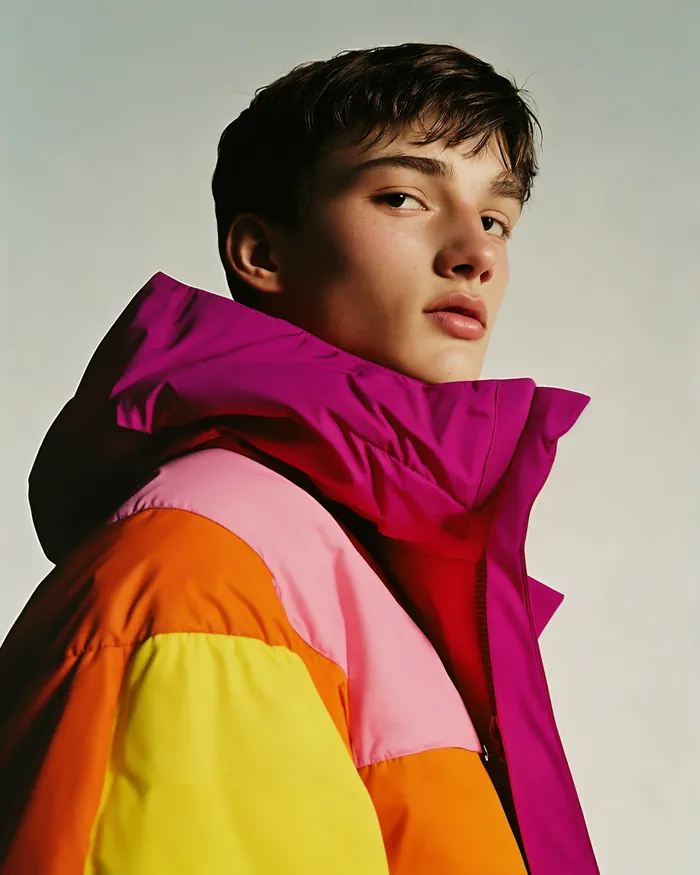 Man wearing an oversized windbreaker