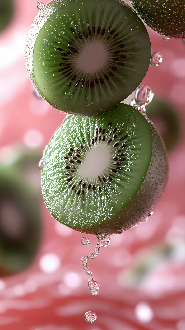 Close-up of two kiwi fruits