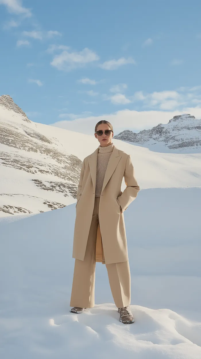 Woman standing on a snow-covered mountain