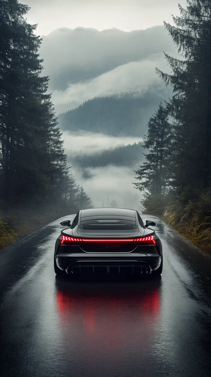 Dark-gray sports car on a road