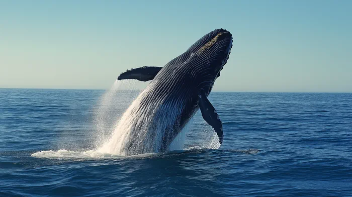 Whale breaching the surface of the ocean