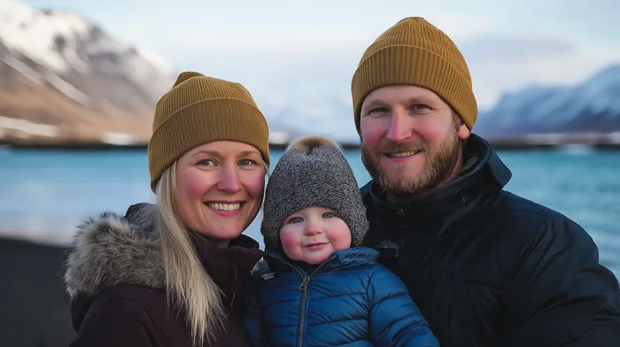 Portrait of a family of three