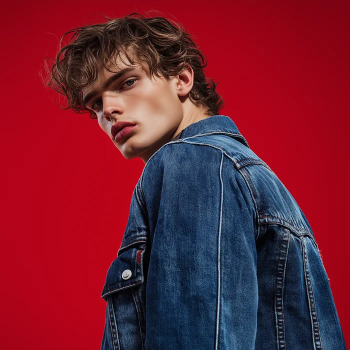 Young man with curly hair