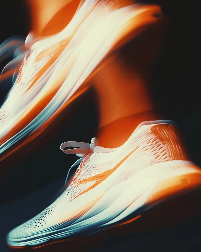 Running shoe in action