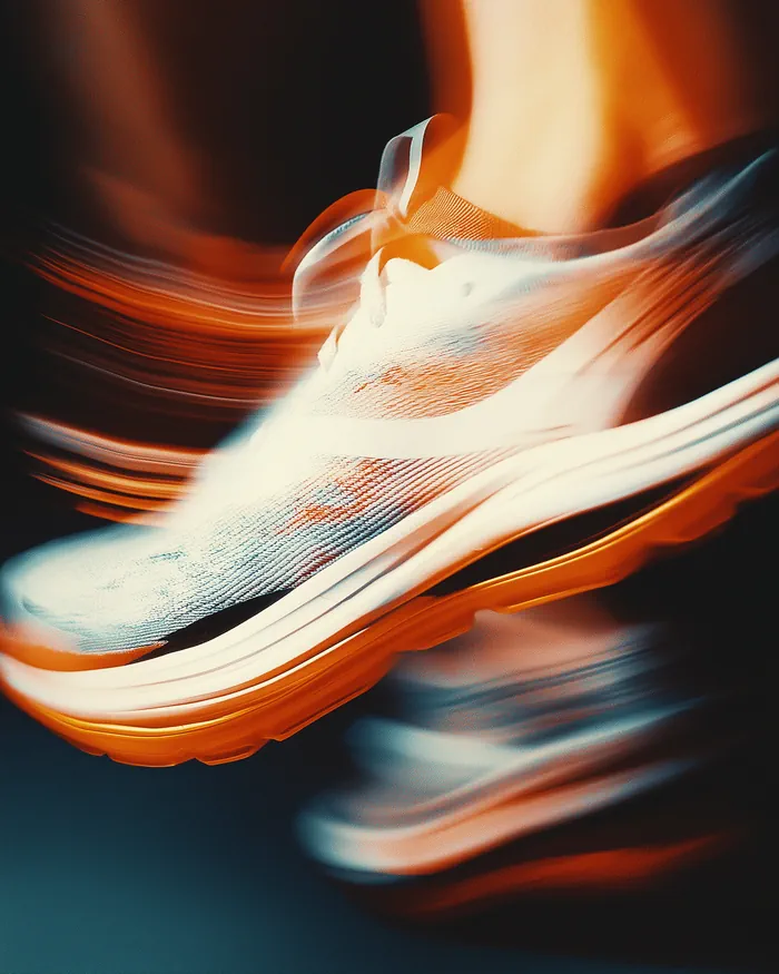 Running shoe in action