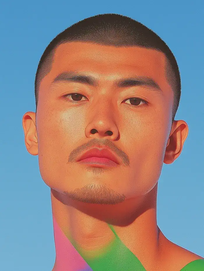 Asian man with a short dark haircut