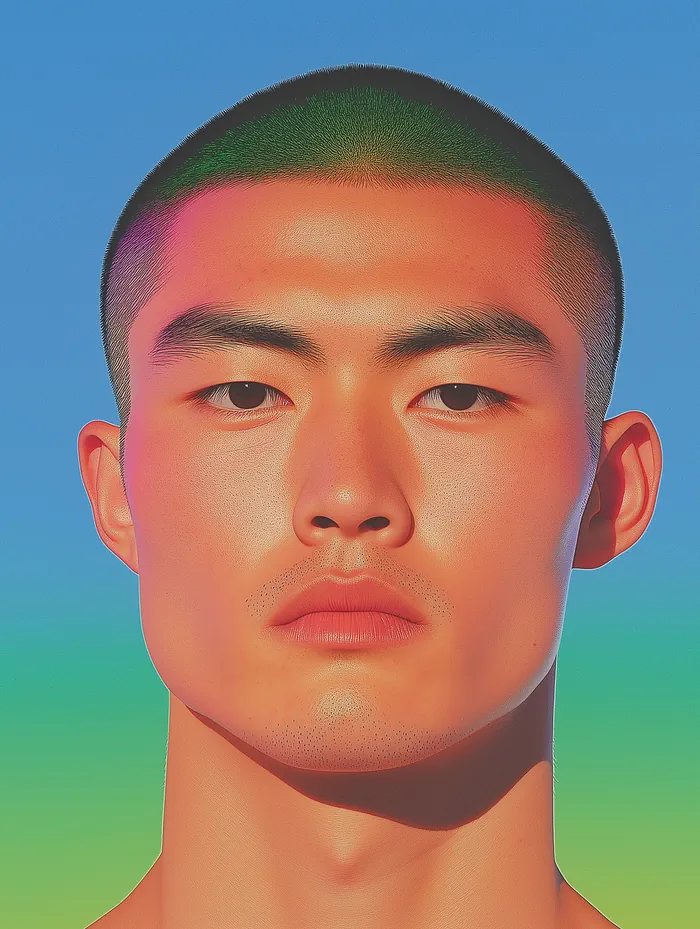 Asian man with a short dark haircut