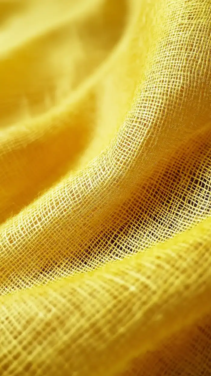 Macro of a vibrant yellow fabric