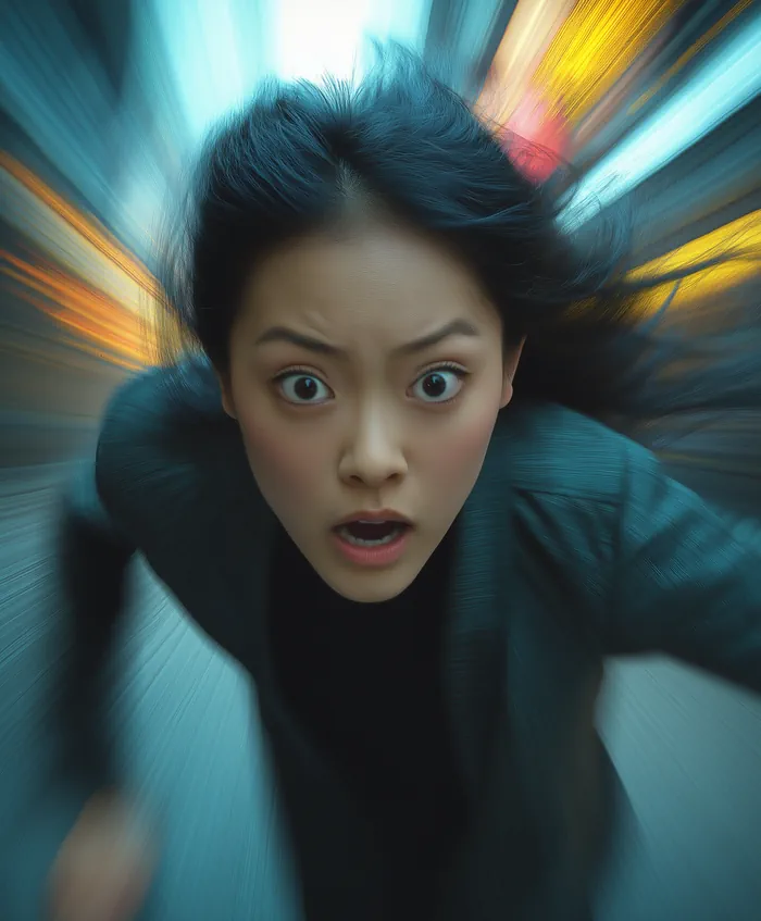 Asian lady running fast
