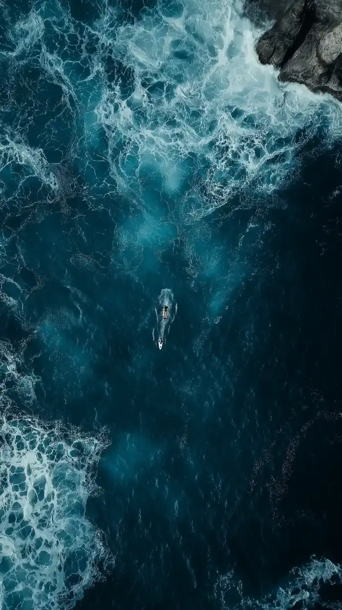 Aerial view of a large body of water