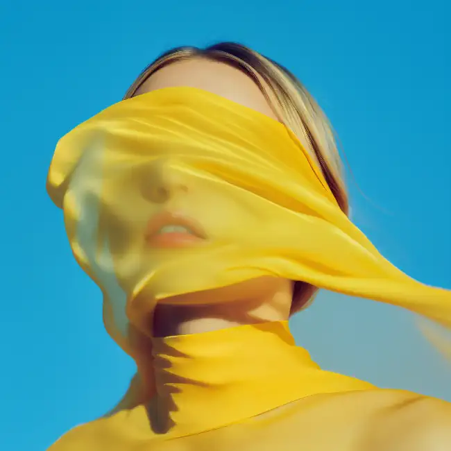 Woman with a yellow silk scarf