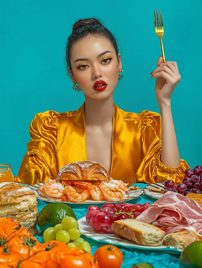 Young woman with a plate of food