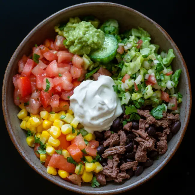Bowl of Mexican food